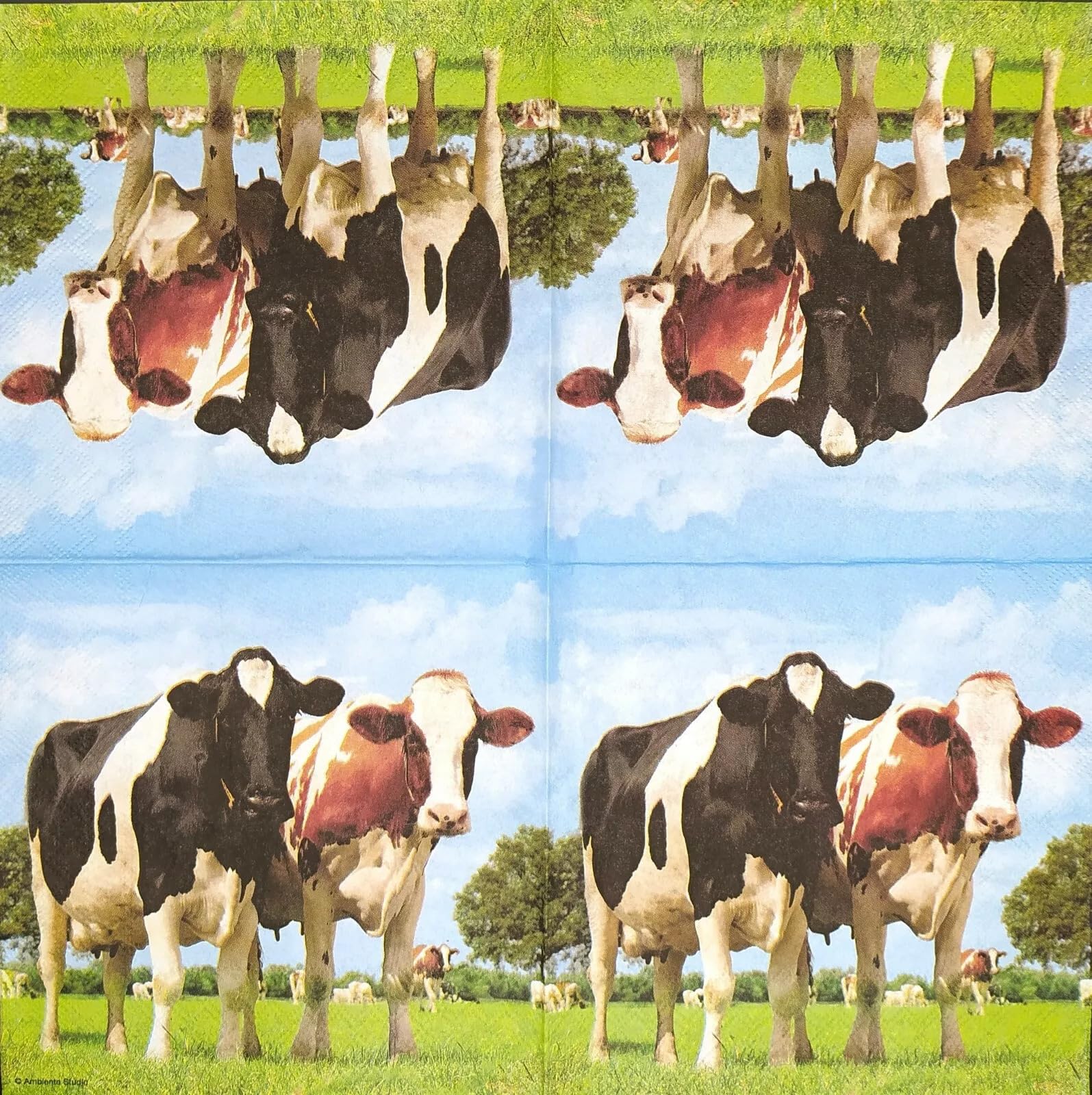 Set of 2 Individual Decoupage Paper Party Napkin Cows Livestock Farm Watercolor Decor Luncheon Napkins for a Birthday Holiday, Wedding, Cocktail Party