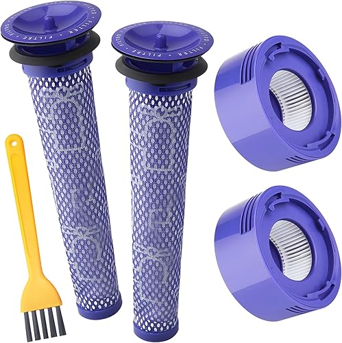 Alpen - Kit de repuesto de filtro para aspiradora inalámbrica Dyson V8 V7, paquete de 4 con 2 prefiltros y 2 filtros de postes, reemplaza la pieza #