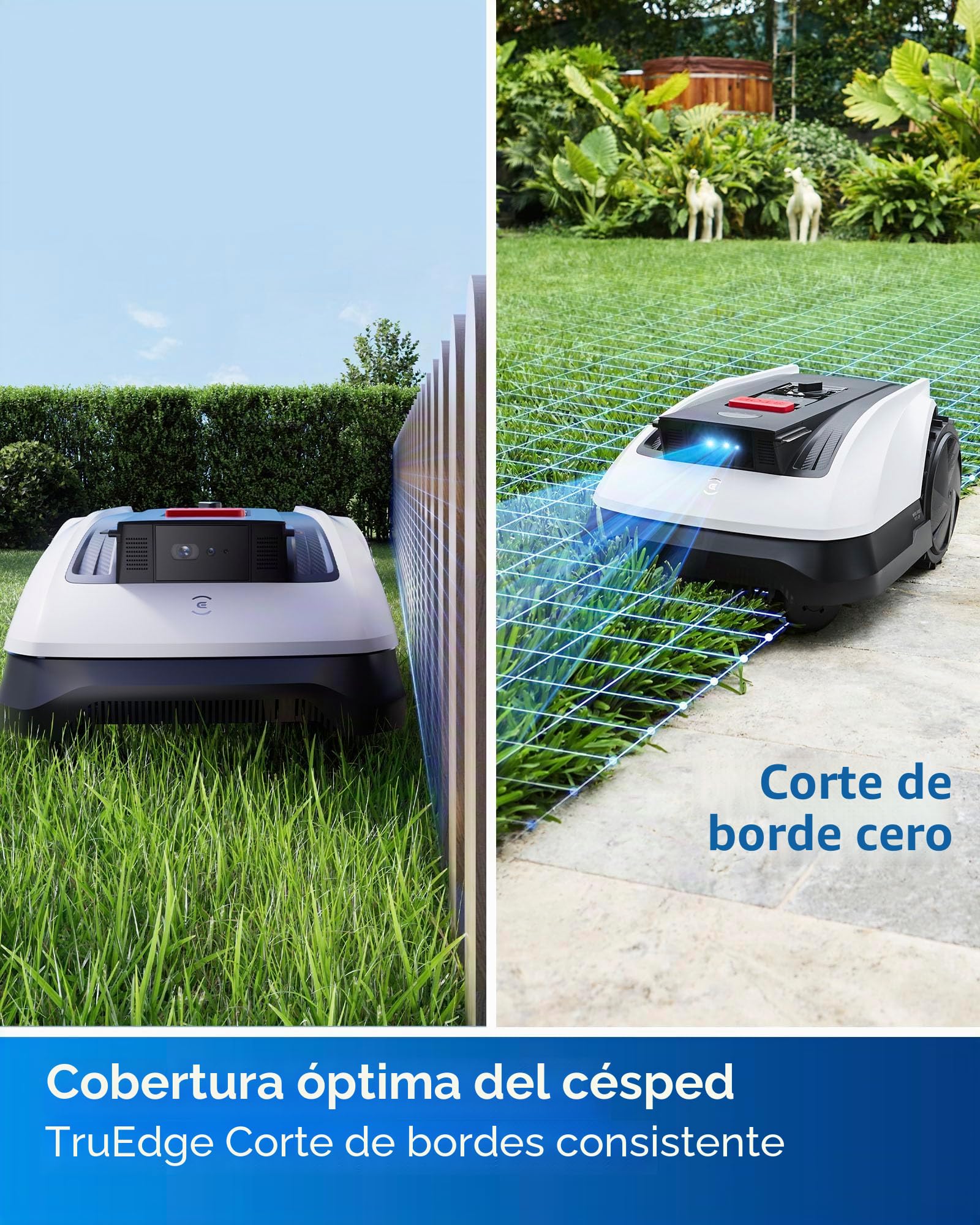 ECOVACS Goat O800 RTK Robot cortacésped de 800 ㎡, sin Cables, navegación RTK+Vision Mejorada con Lidar, Paso de 0,7 m de Camino, mapeo automático, Corte Personalizable, Corte de presicion de Bordes