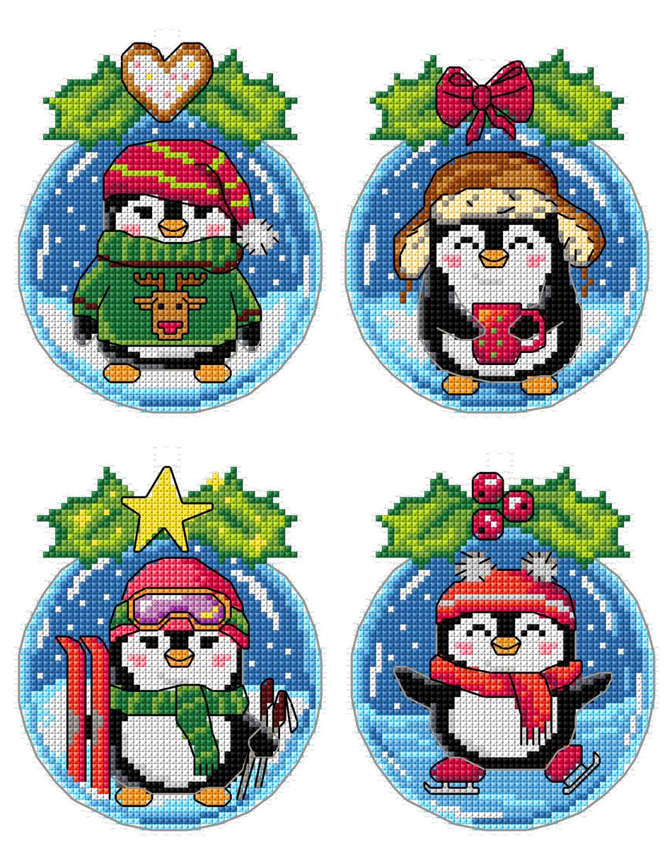 Crafting Spark Penguins In A Bauble Counted Cross-Stitch Kit - 206Cs