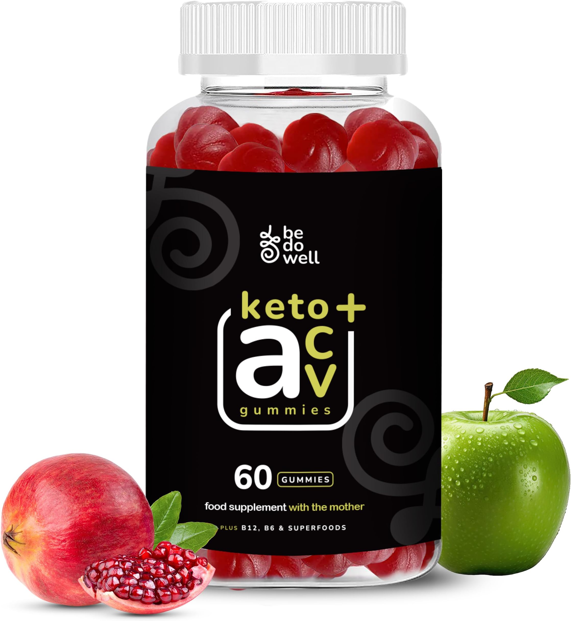 ACV Gummies –Apple Cider Vinegar Gummies with Mother 1200mg- | Digestive Health, Energy, Immune and Metabolism Support | - with Vitamin C, B12, B6 & Beetroot & Pomegranate Vegan 60 Count (1)