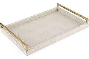 WV 17.8 * 11.8 “ Ivory Shagreen Large Serving Tray