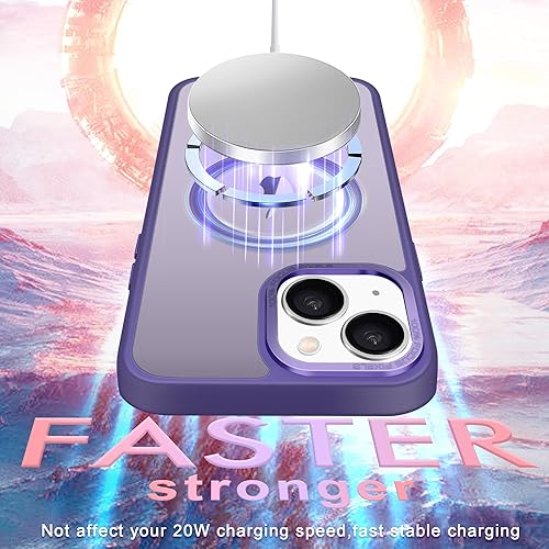 Miniatura 2 de Funda magnética para iPhone 14 y iPhone 13, probada en caídas de grado militar compatible con MagSafe, funda delgada translúcida mate para mujeres y