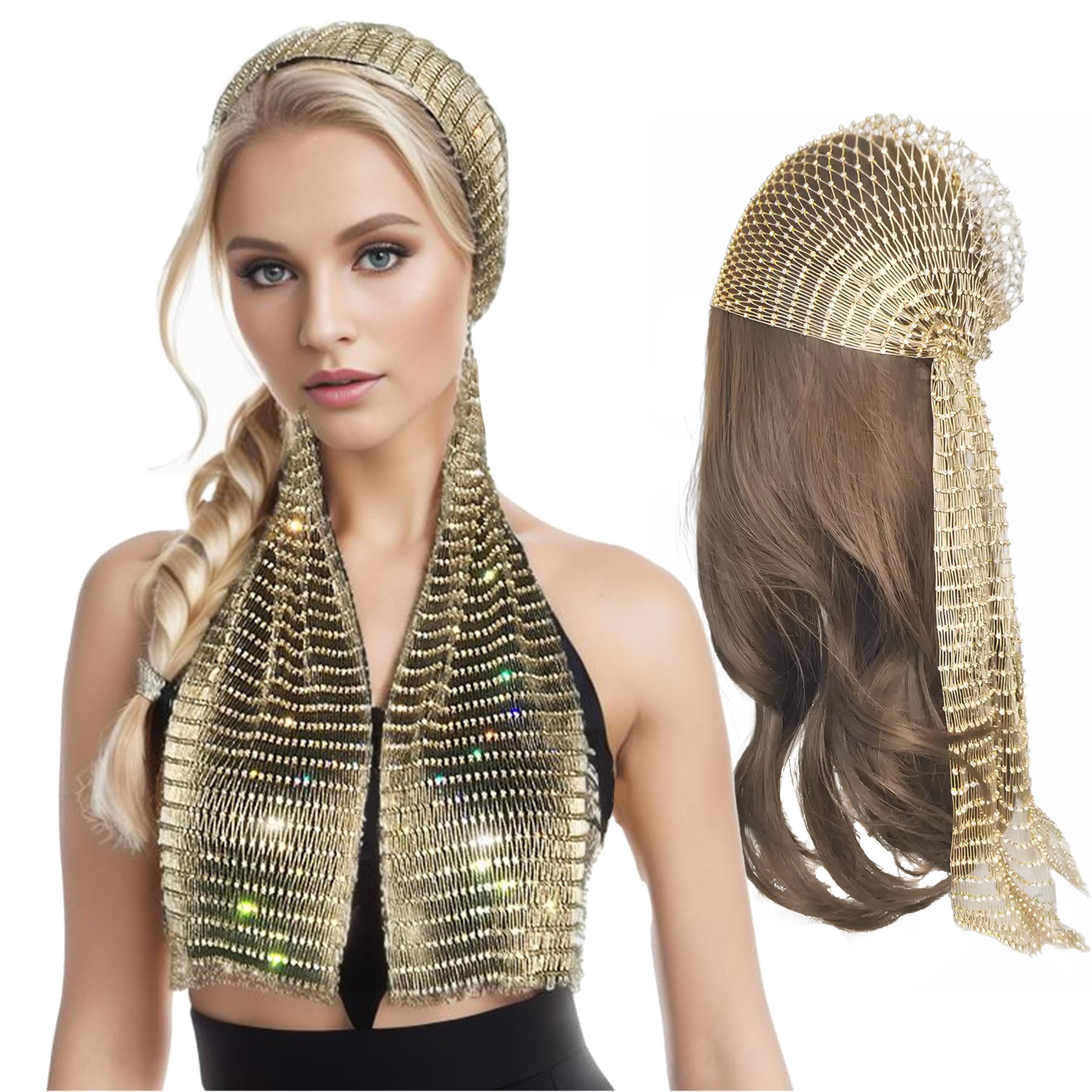 Munyee Hua Sparkly Head Scarf for Women Bling Hats