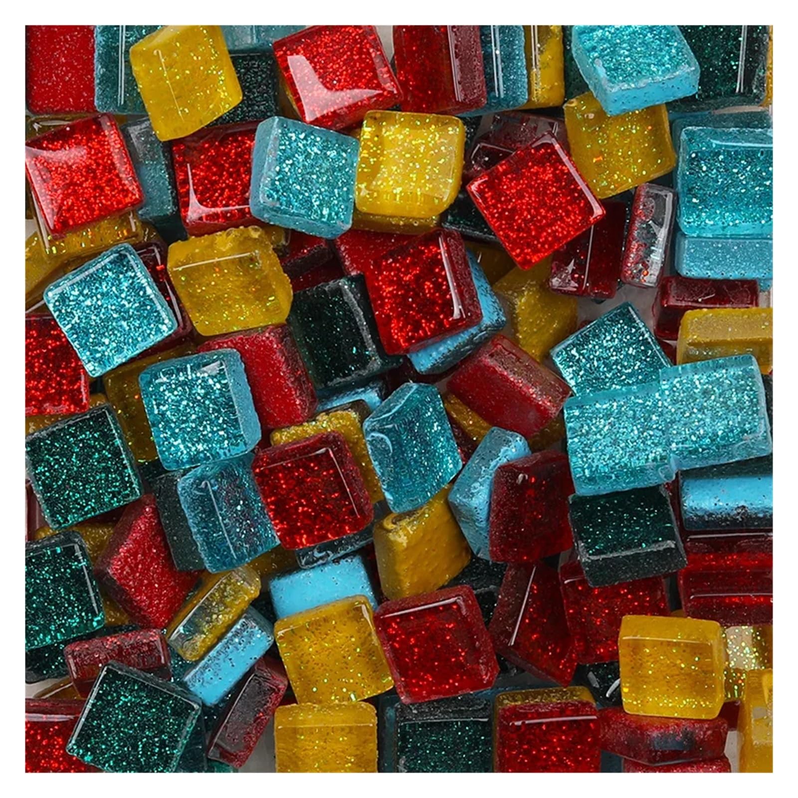 Sppeoukj Color9 50Pcs Diy Mix Color Glitter Glass Mosaic Stones Mosaic Tiles Glass Pebbles Crafts Material Puzzle(Color9)