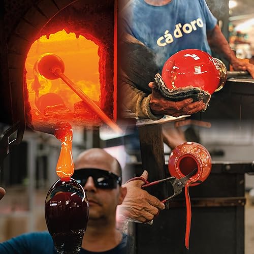 Miniatura 7 de Ca D Oro Par de Jarrones Pequeños de Vidrio Boho con Cañas AzulesVerdes Vidrio Arte Murano Soplado a Mano - Modelos N 23