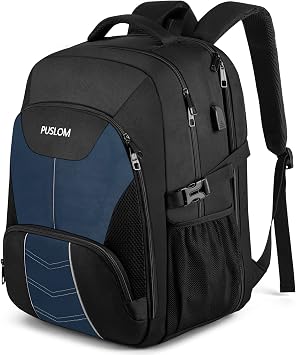 Extra Large Backpack for Men 55L,18.4 Inch Travel Laptop Rucksack with USB Charging Port Business Flight Approved Carry On Backpack,TSA Big Capacity Heavy Duty Computer Bag College School Bookbag,Blue