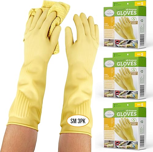 Miniatura 1 de The Crown Choice Guantes de goma reutilizables impermeables para lavar platos para el hogar, guantes de goma antideslizantes