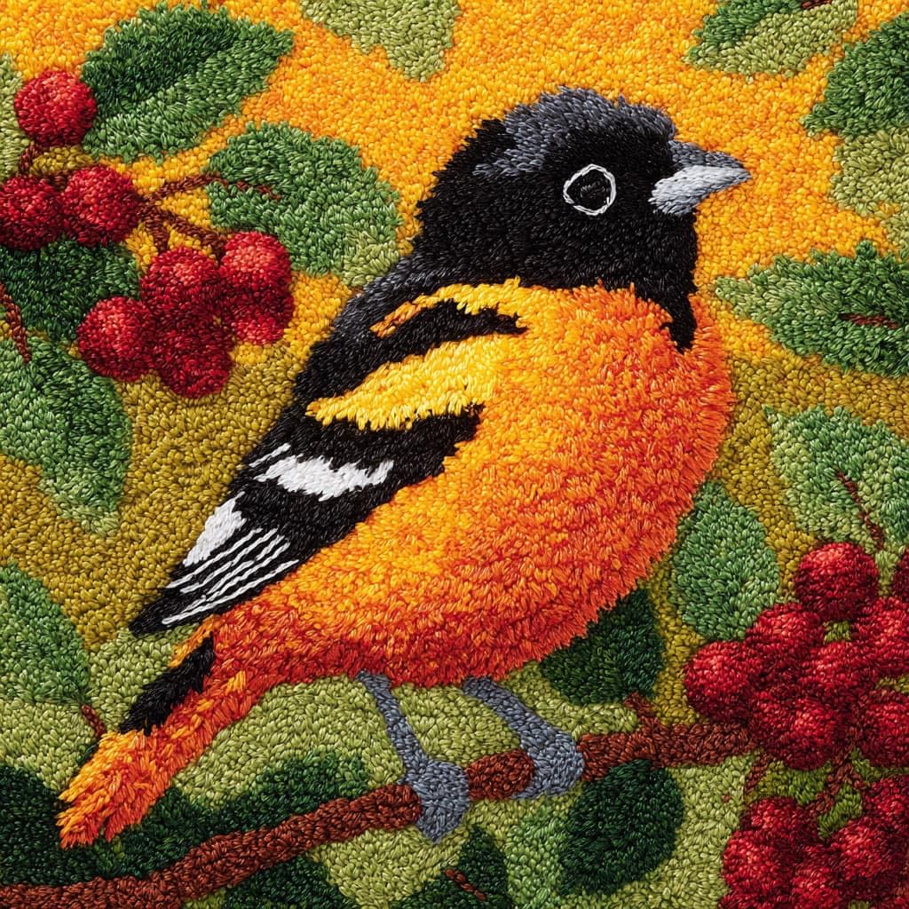 WallustrioaW Latch Hook Pillowcase Embroidery Kit,Animals Birds