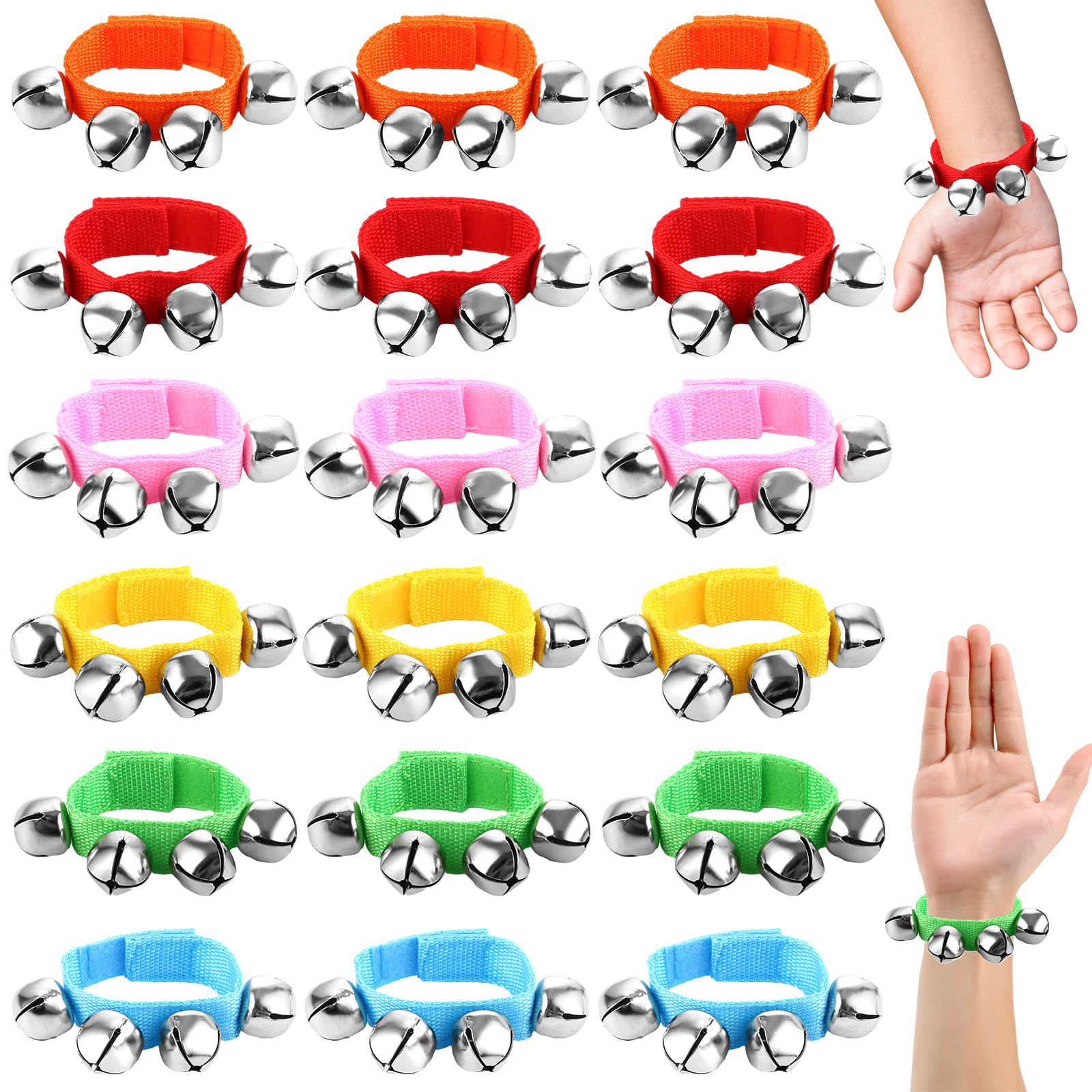 STARVAST 18 Stück Handgelenk Glocken,6 Farben Glocken Armbänder,Glockenband Set,Percussion Spielzeug Glöckchen Baby Kinder Band mit Strong Straps für Arme und Füße