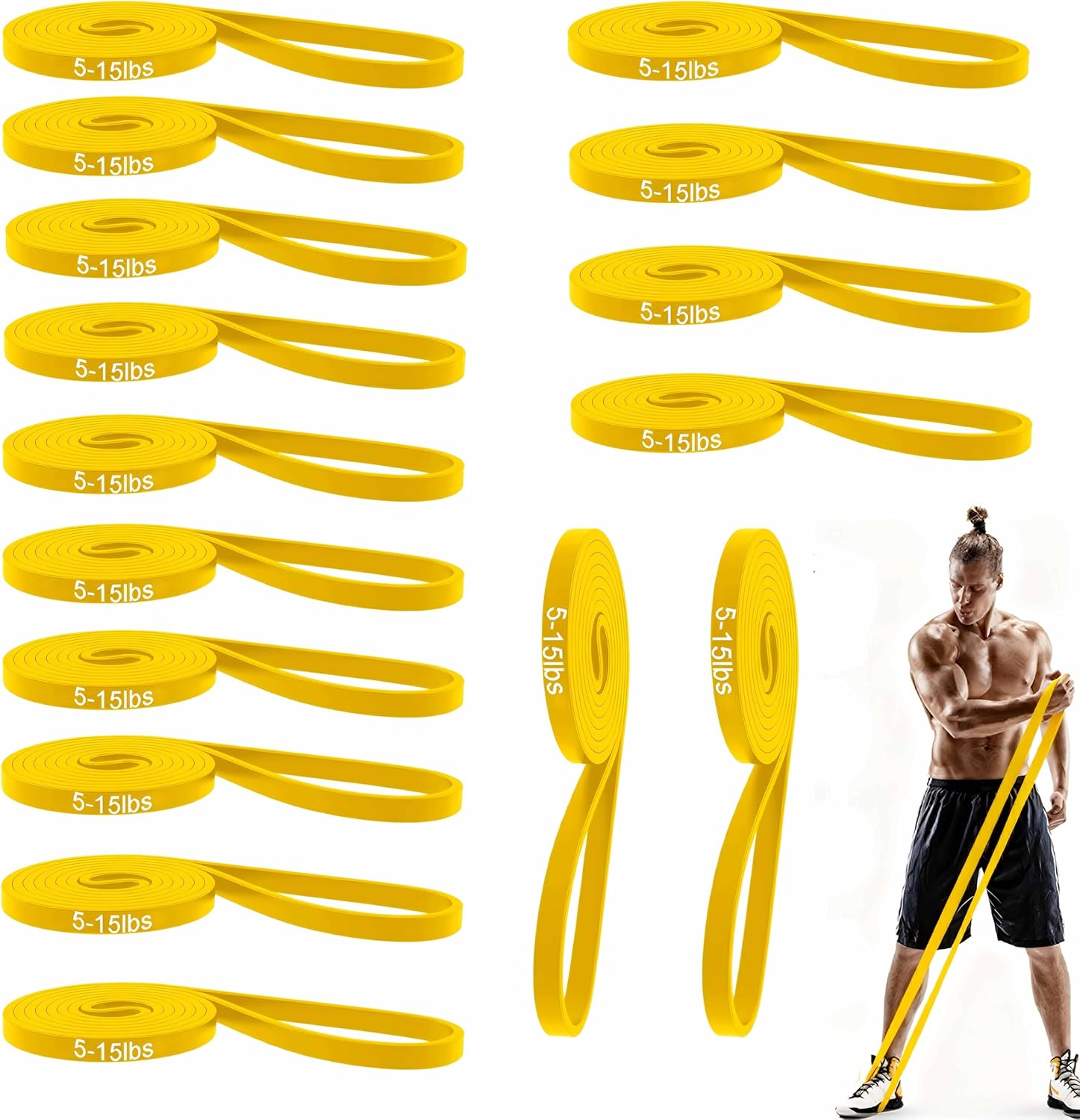 16-Pcs Resistance Bands Set - Premium Elastic Workout Bands for Home Gym, Strength Training, Yoga & Physical Therapy