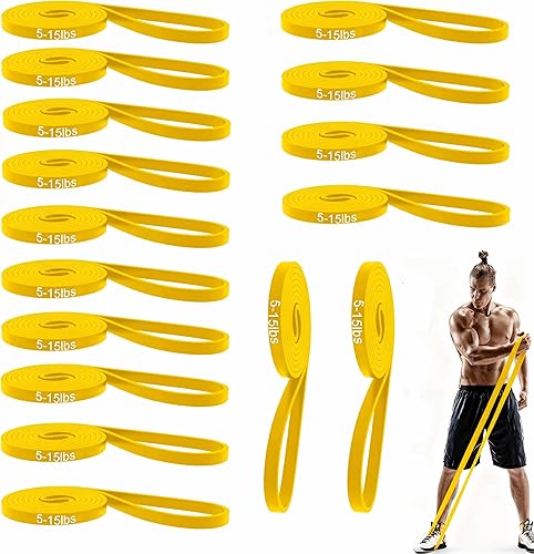 Miniatura 7 de Juego de 16 bandas de resistencia, bandas elásticas de entrenamiento prémium para gimnasio en casa, entrenamiento de fuerza, yoga y terapia física