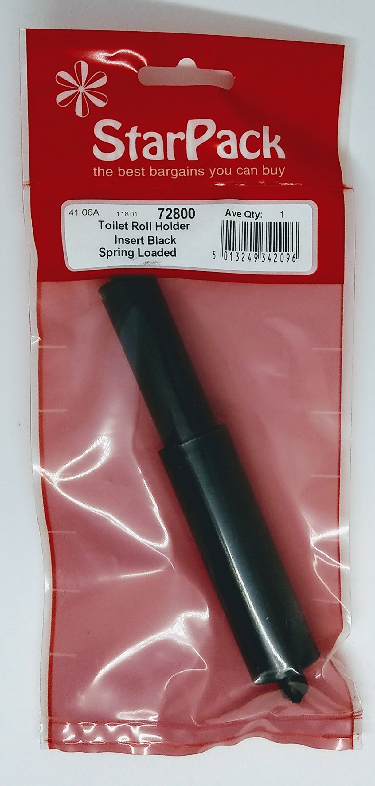Bathroom Toilet Roll Spindle Spring Loaded Replacement Insert Holder - Black
