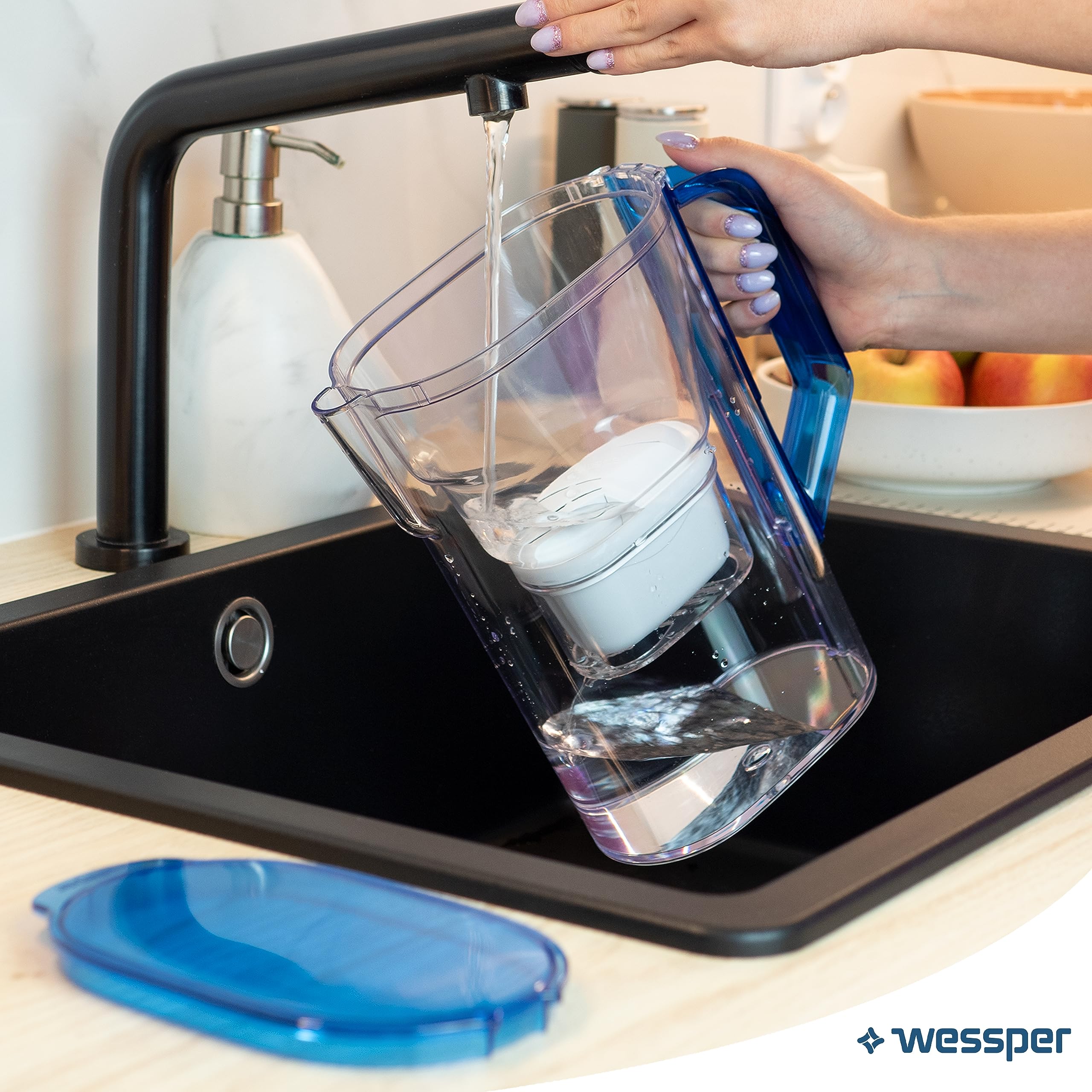 Wessper waterfilterkan 2,7 L voor koelkastdeur, waterkaraf met