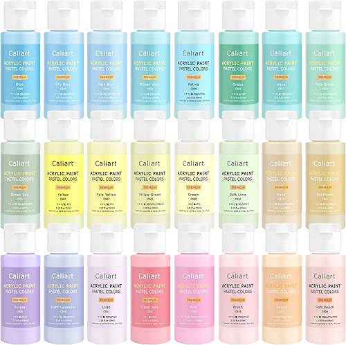 Vista 14 de Caliart Juego de pintura acrílica con 12 pinceles, 24 colores (4.1 fl oz, 4 onzas), pinturas artísticas para artistas, niños, estudiantes, Varios