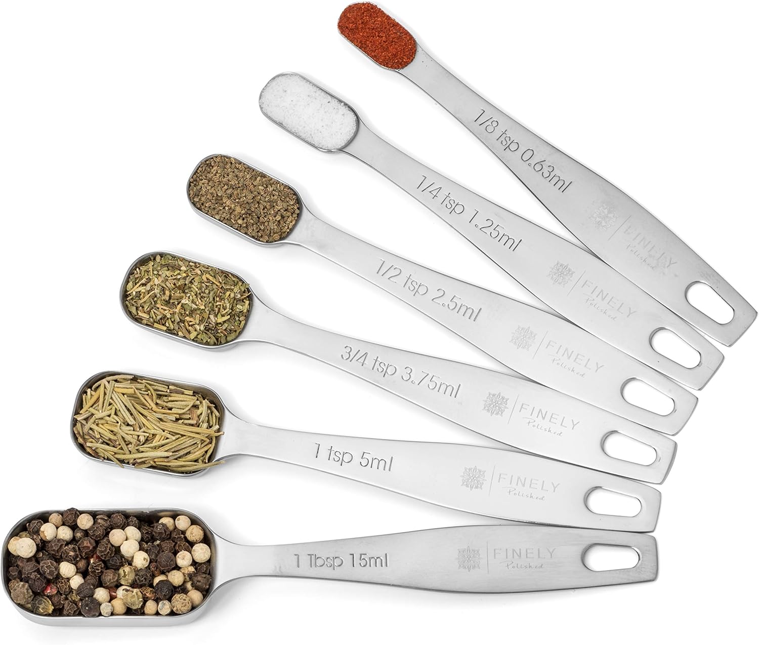 Stainless Steel Measuring Cups and Spoons Set by Finely Polished - 13 Piece Professional Quality Metal Measuring Cup Set - Dry and Liquid Measuring Cups for Cooking and Baking - Measuring Spoons
