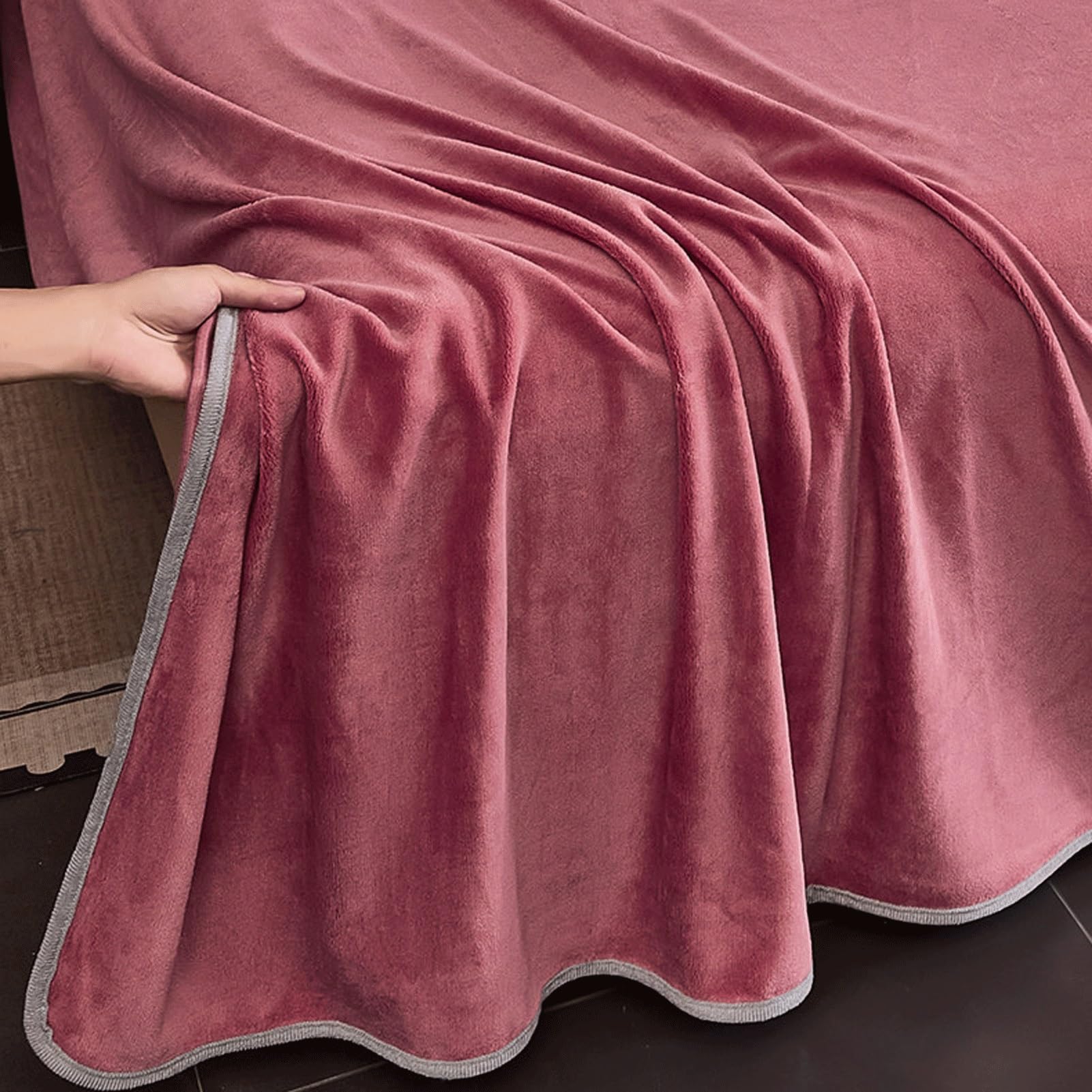 Winter Samt-Bettlaken ohne Gummizug 180x230cm bis 350x250cm Ultraweich Luxuriös Betttuch Plüsch Fleece Flanell Laken for Herbst und Winter(Blue A,245x250cm)