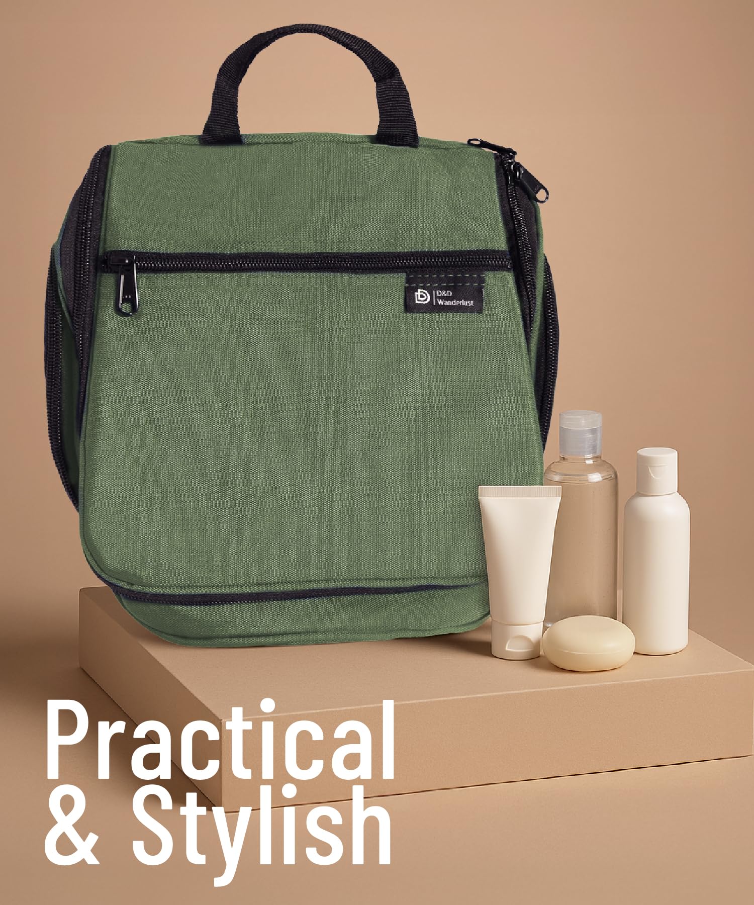 D&D - Neceser Colgante de Viaje para Hombre y Mujer | Organizador Extragrande con 10 Compartimentos, Cremalleras, Gancho Giratorio de Metal XXL, Nailon Resistente al Agua