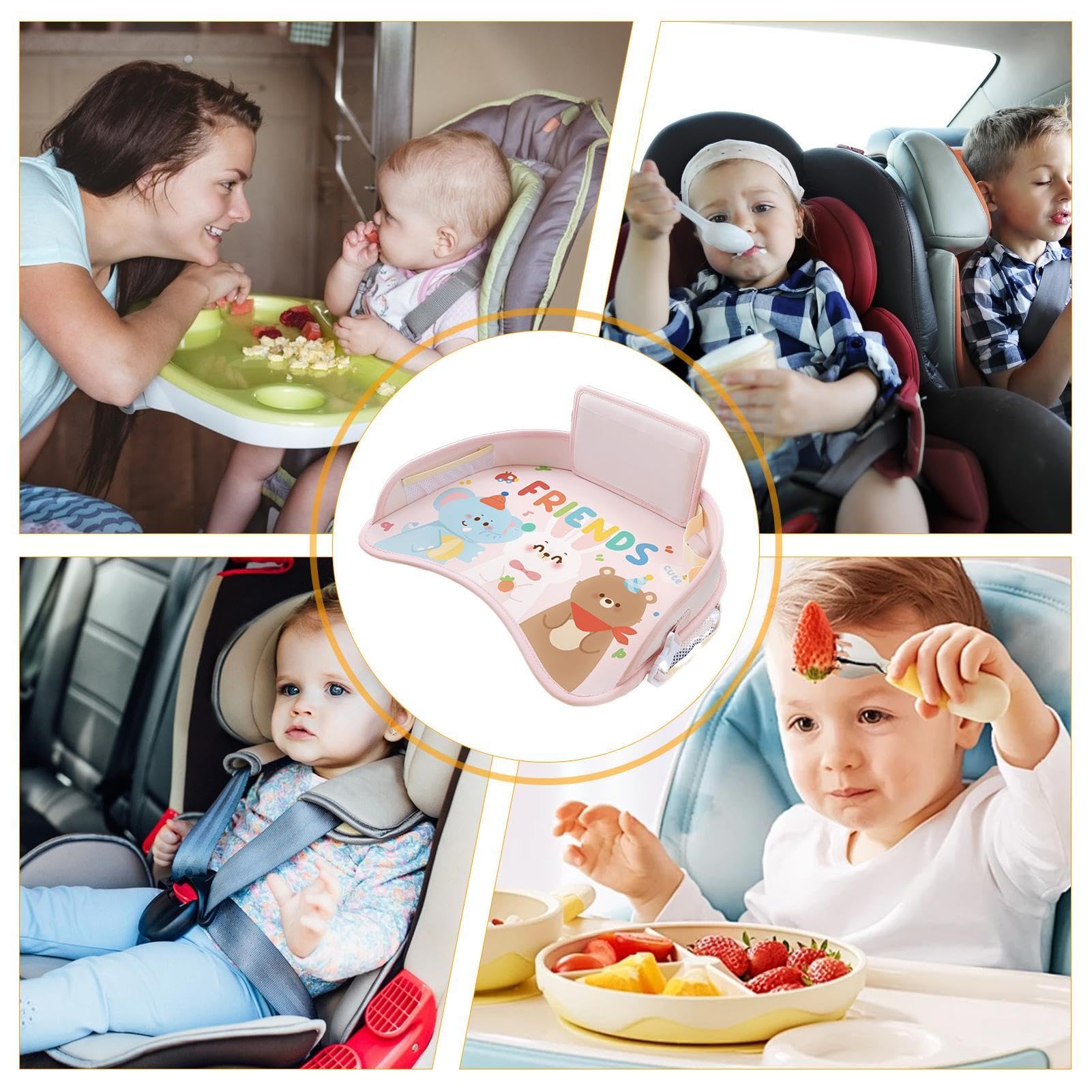 Generico Vassoio per seggiolino Auto per Bambini, Vassoio per seggiolino Auto per Viaggi per Bambini | Vassoio per seggiolino Auto per Bambini Impermeabile per Cartoni Animati,Vassoio da Viaggio per