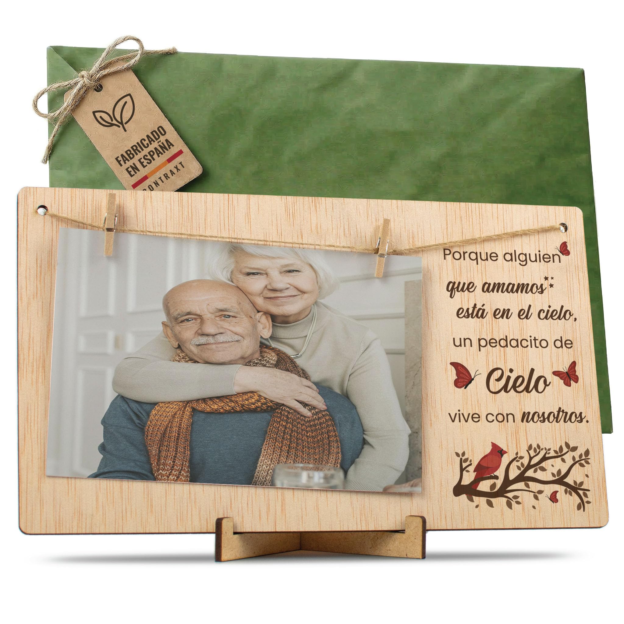 CONTRAXT Marco de Fotos Mama Dia de la Madre. Colgar fotos con pinzas madera natural ideas regalos detalles para mama postal madre primeriza wonderful original (Madre ES) — view 28