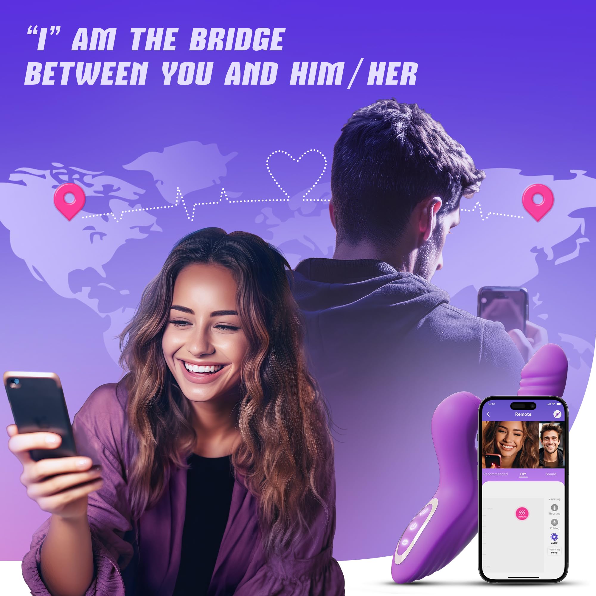 Vibrator Thrusting Dildo for Women Toendi G Spot Rose Toy Clitoral Stimulator Sex Toys Dildos Vibrator with 10 Vibration 7 Thrust Mode with Licking, Rabbit Vibrators Adult Sex Toy Couple AI Sync Games: Purple