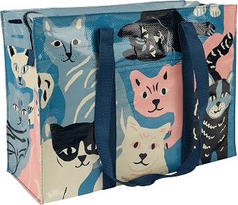 Blue Q Reusable Shoulder Tote Bag Carry Everywhere Bag with a Hefty Zipper, Durable, Fun Design, 95% Recycled Material