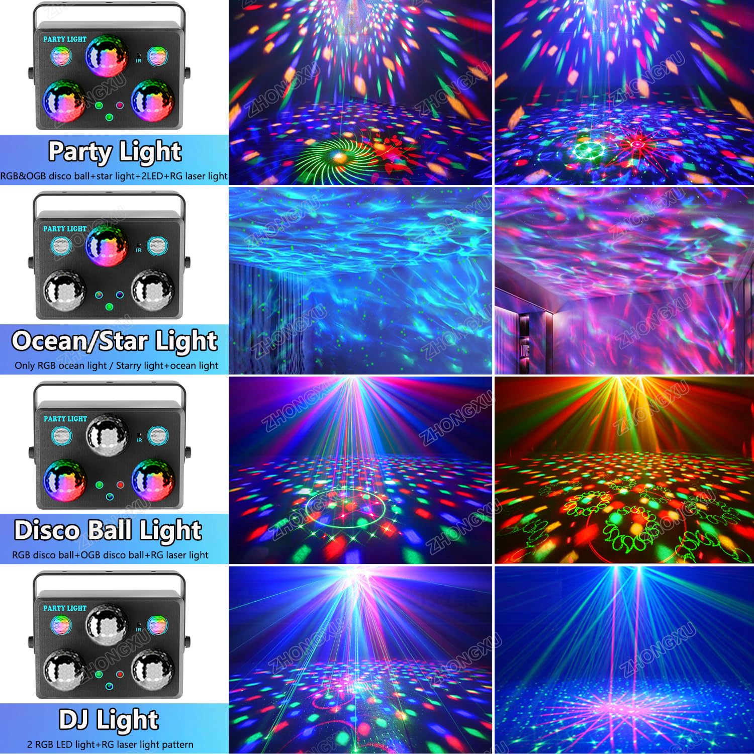 Luces de discoteca, luces de fiesta, activadas por sonido, discoteca para interiores, fiestas, espectáculos, bares, clubes, hogar, cumpleaños, boda, festival de Navidad