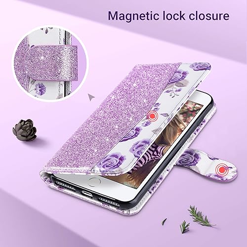 Miniatura 8 de ULAK Funda tipo cartera para iPhone 7 Plus8 Plus, piel sintética de alta calidad con tarjetero para mujer, función atril, funda protectora para