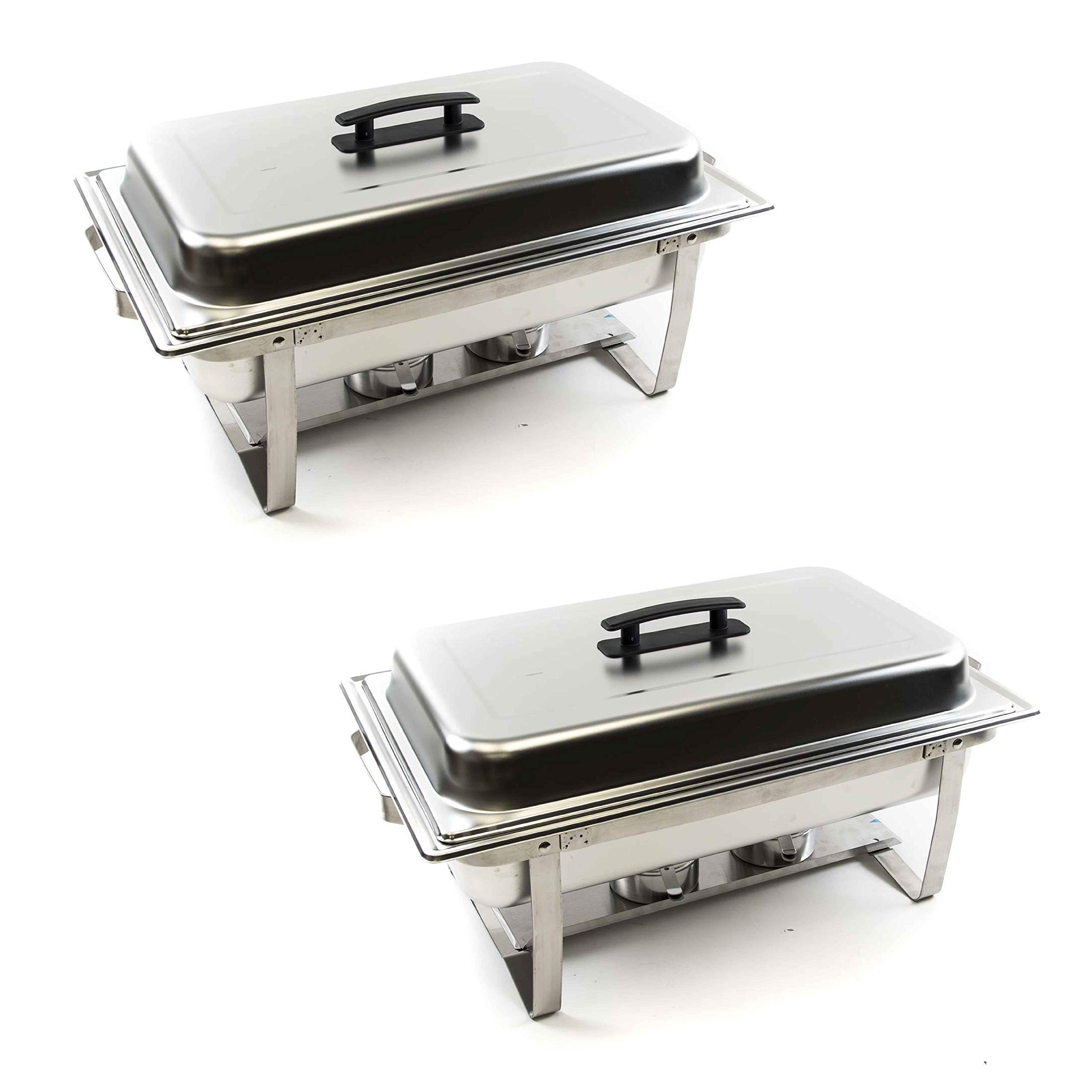 ALPHA LIVING 2 Pack 8QT Chafing Dish High Grade Stainless Steel Chafer Complete Set, One Pack, white