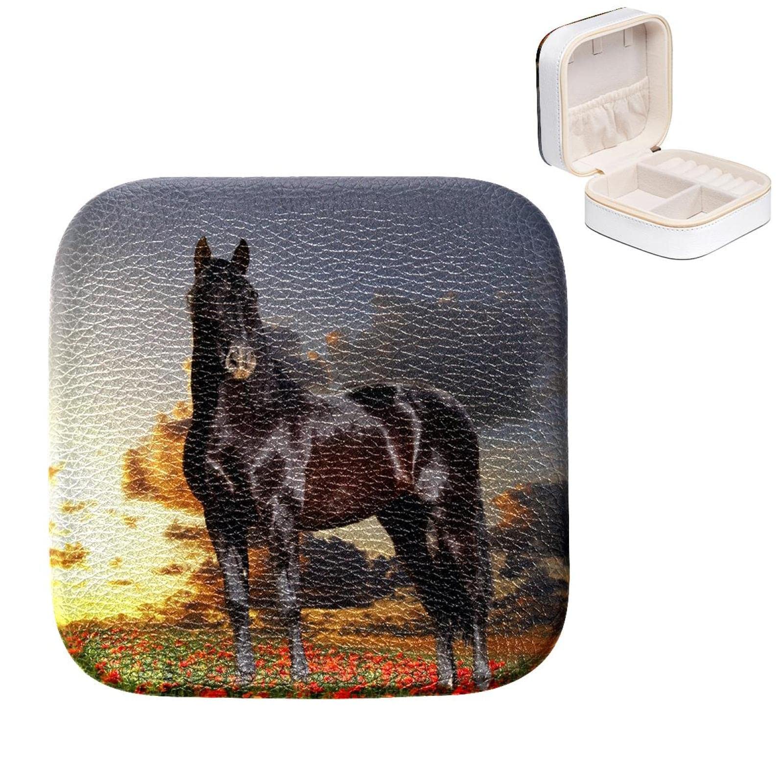 Organisateur de bijoux pour boucles d'oreille et bagues : petite boîte rangement cheval