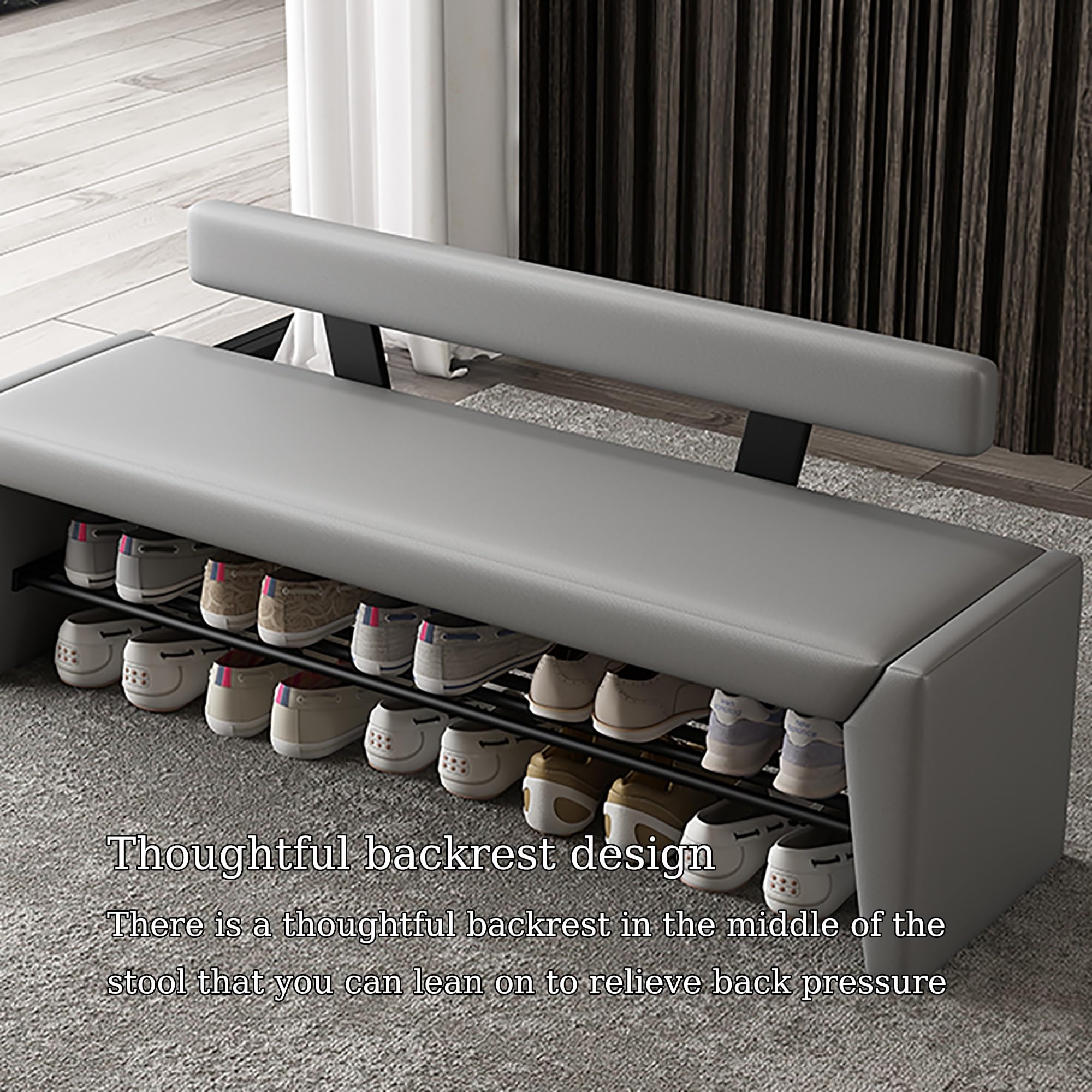 Eingangsbank mit Schuhregal-Organizer – Industrielle Schuhregalbank mit Kissen, Aufbewahrungsbank am Bettende, Eingangsbank aus Holz und Metall für Flur, Schlafzimmer, Wohnzimmer – Sitzbank(Wit,120x40