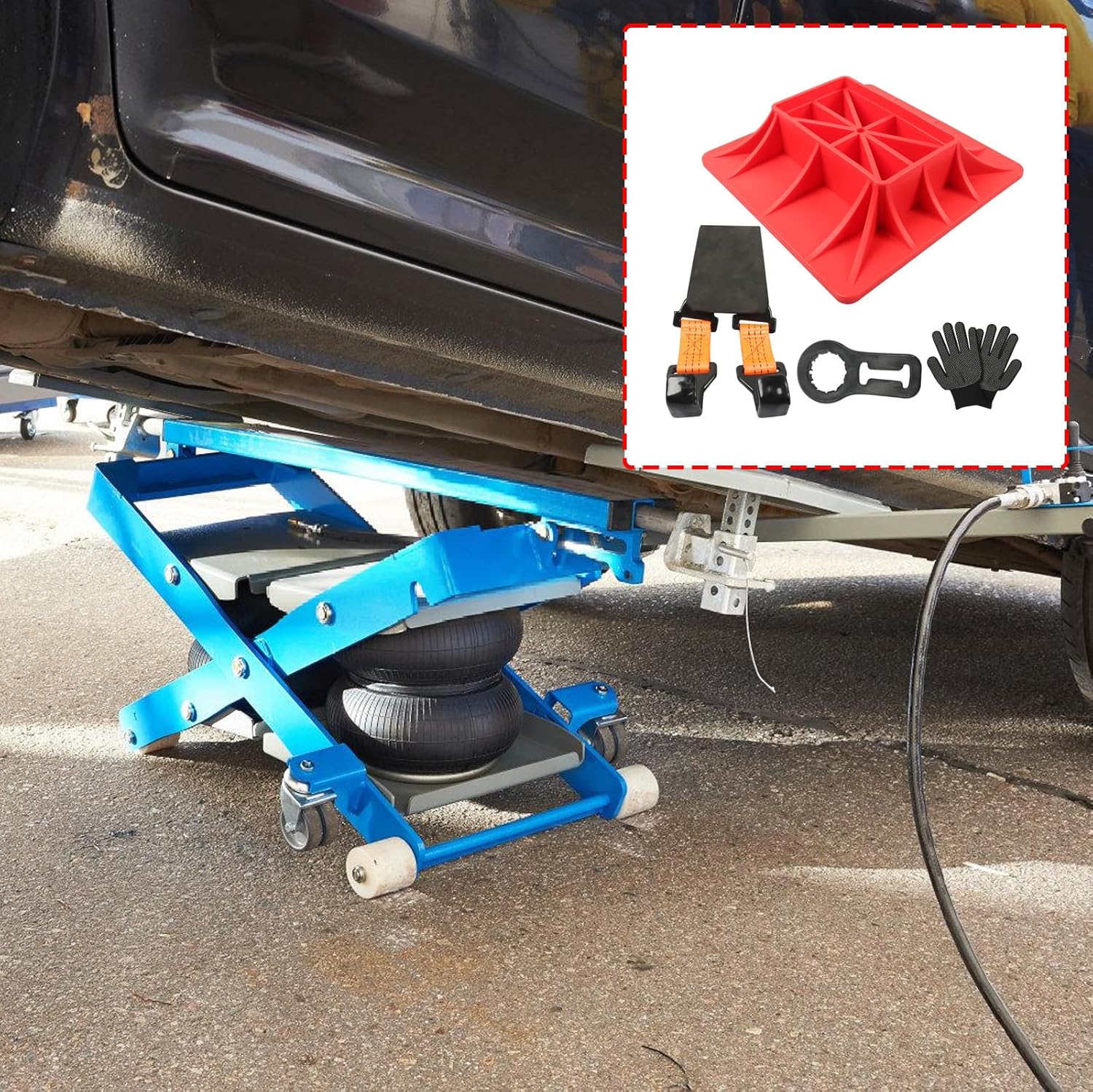 Automotive Lifting Stand Base Set with Handle Holder and Antislip Gloves for Vehicle Maintenance Tasks Lifting Stand