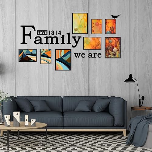 Miniatura 4 de Decoración de pared familiar, calcomanía adhesiva de pared con texto en inglés "We are Family", marco de fotos acrílico 3D, adhesivo de pared
