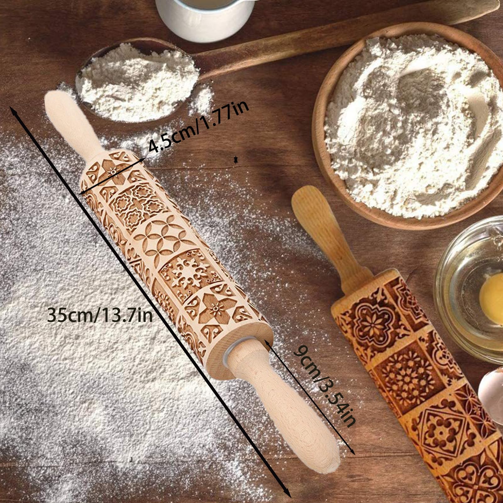 Natale Goffratura Mattarello Mattarello Legno, Mattarello Decorativo