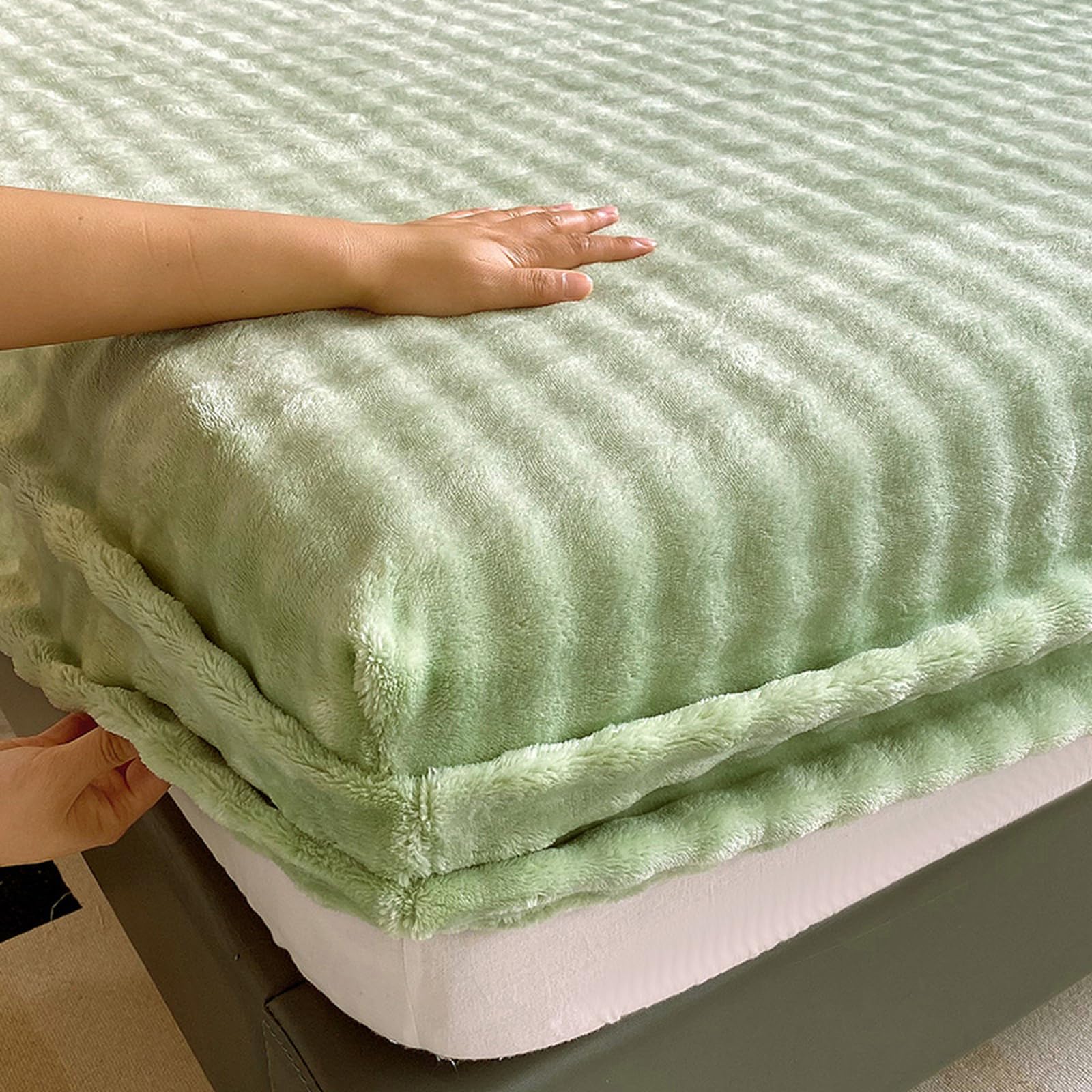 Drap Housse Flanelle 180x200 Rose Lit King Size