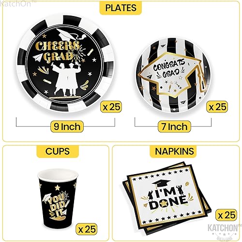 Miniatura 4 de KatchOn, Platos y servilletas de graduación 2024 – Paquete de 100, sirve 25 | Suministros para fiesta de graduación 2024 | Decoraciones de