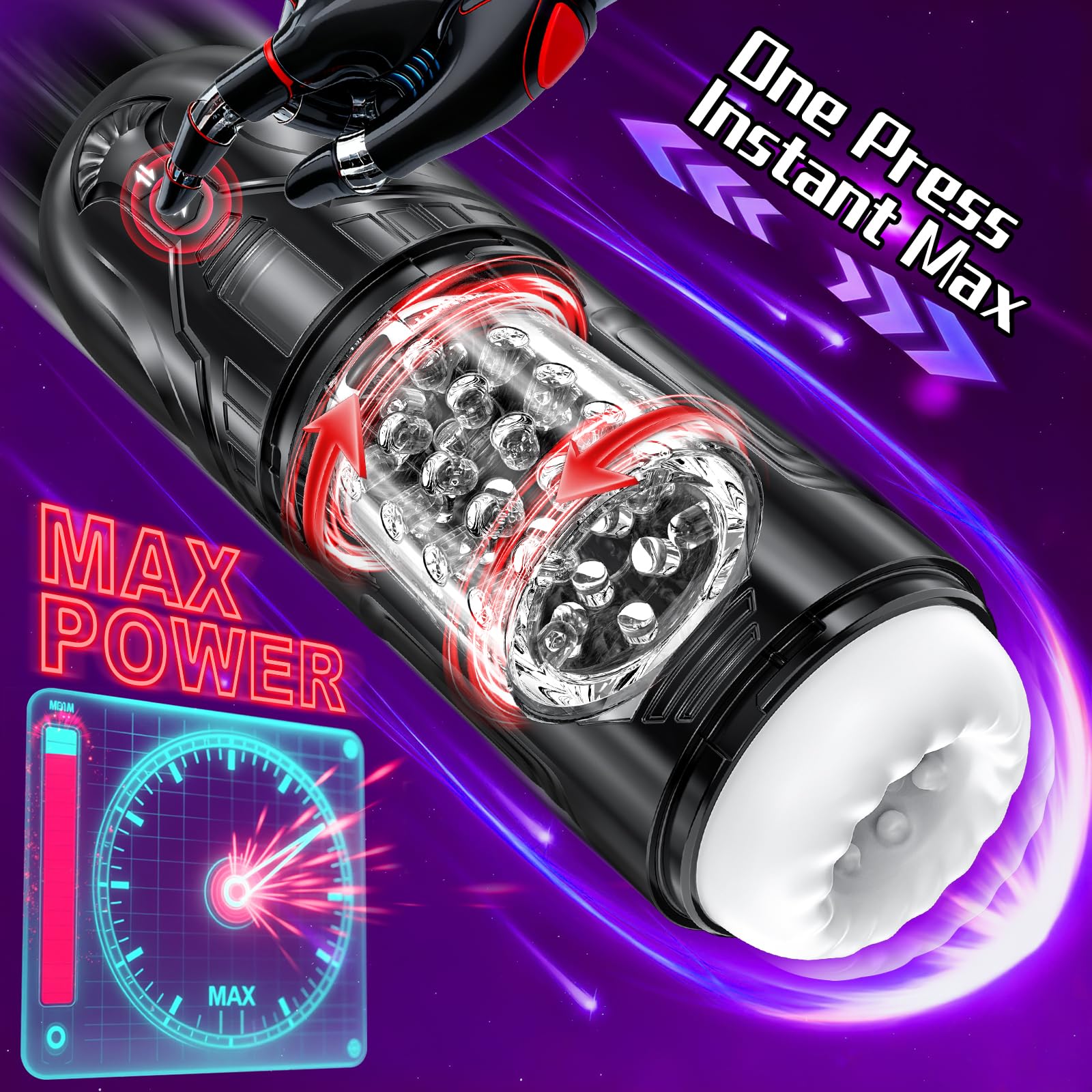 HIVEFUN Masturbâteur Homme Mains Libres, Sex Toys Masturbateurs Masculins Automatique avec Turbo en un Clic 7 Modes de Poussée et de Rotation, Sex Machine Vaginette Sex Toýs Jouets Sex pour Adultes