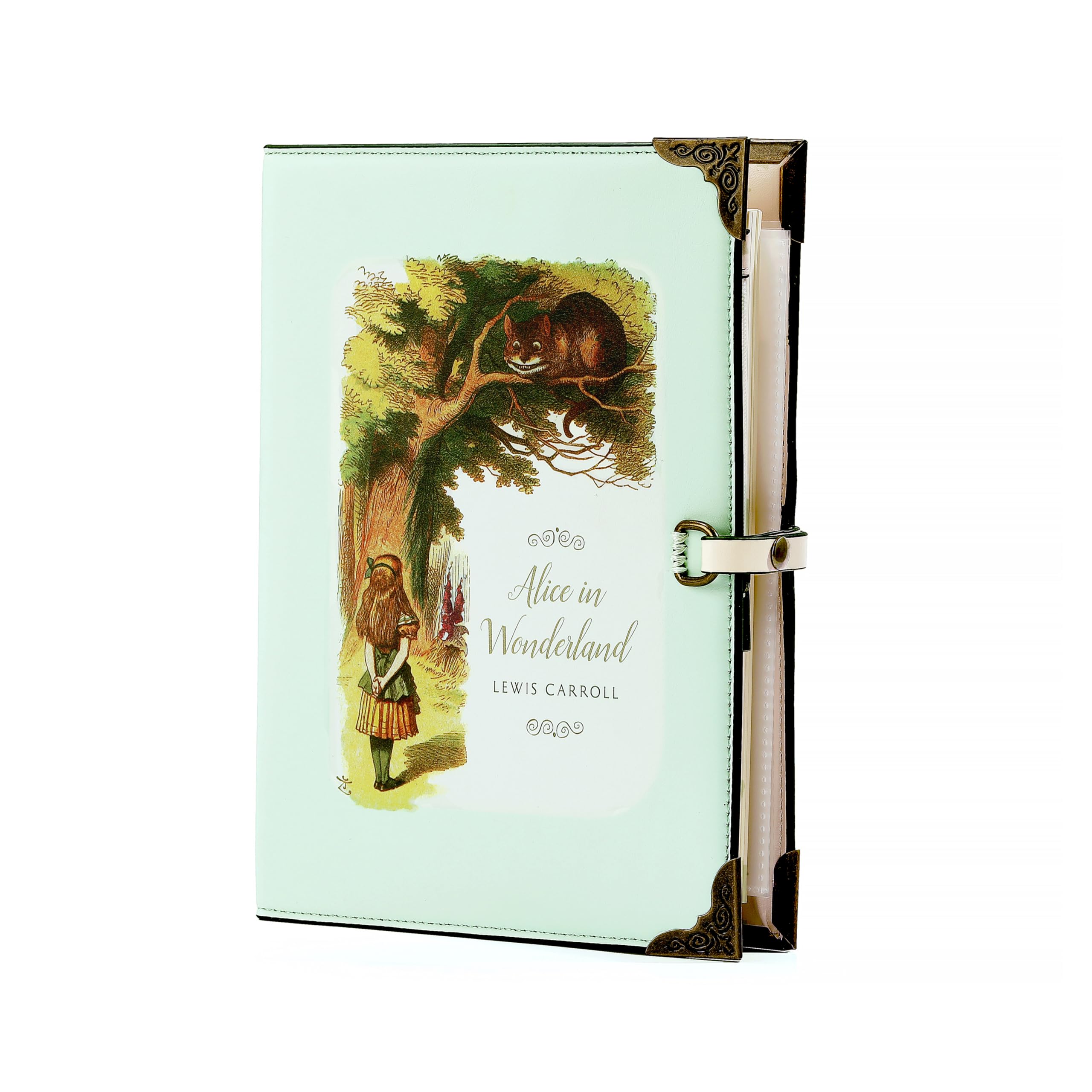 A6 Binder 6 Ring Vegan Leather, Refillable Writing Binder Organizer, Book Lovers Gifts, Journal Notebook-80 Pages, Writing Journal, Notebooks for Work (Alice in Wonderland)