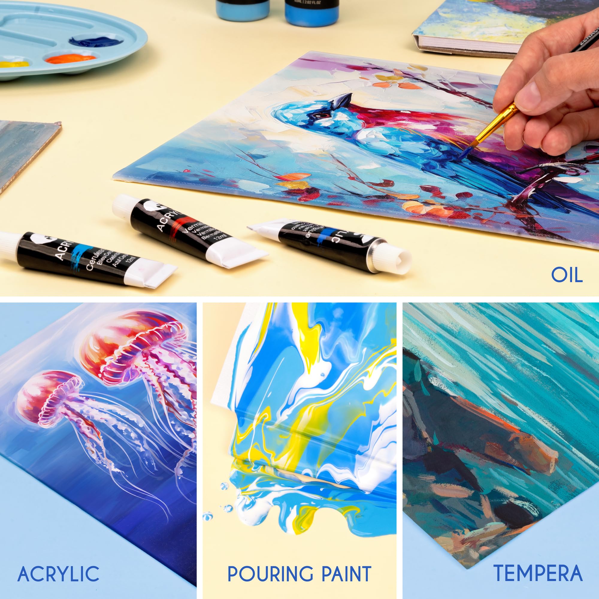 Lot De 3 Toiles Tendues Noires Et Blanches Pour Peinture De