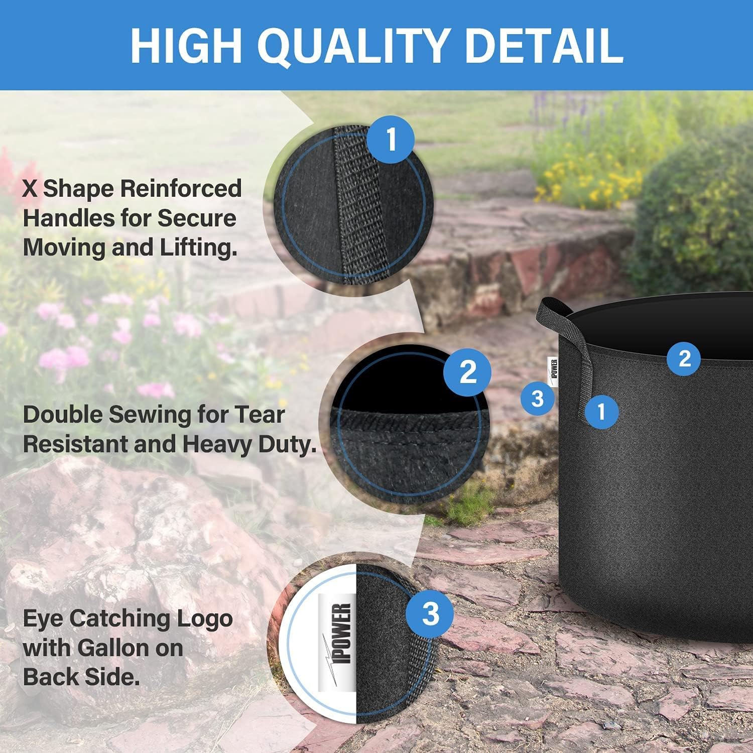 iPower Plant Grow Bags 30 Gallon 10-Pack Black Heavy Duty Thickened Nonwoven Aeration Fabric Pots Durable Container with Strap Handles, for Gardening & Planting Fruit : Patio, Lawn & Garden