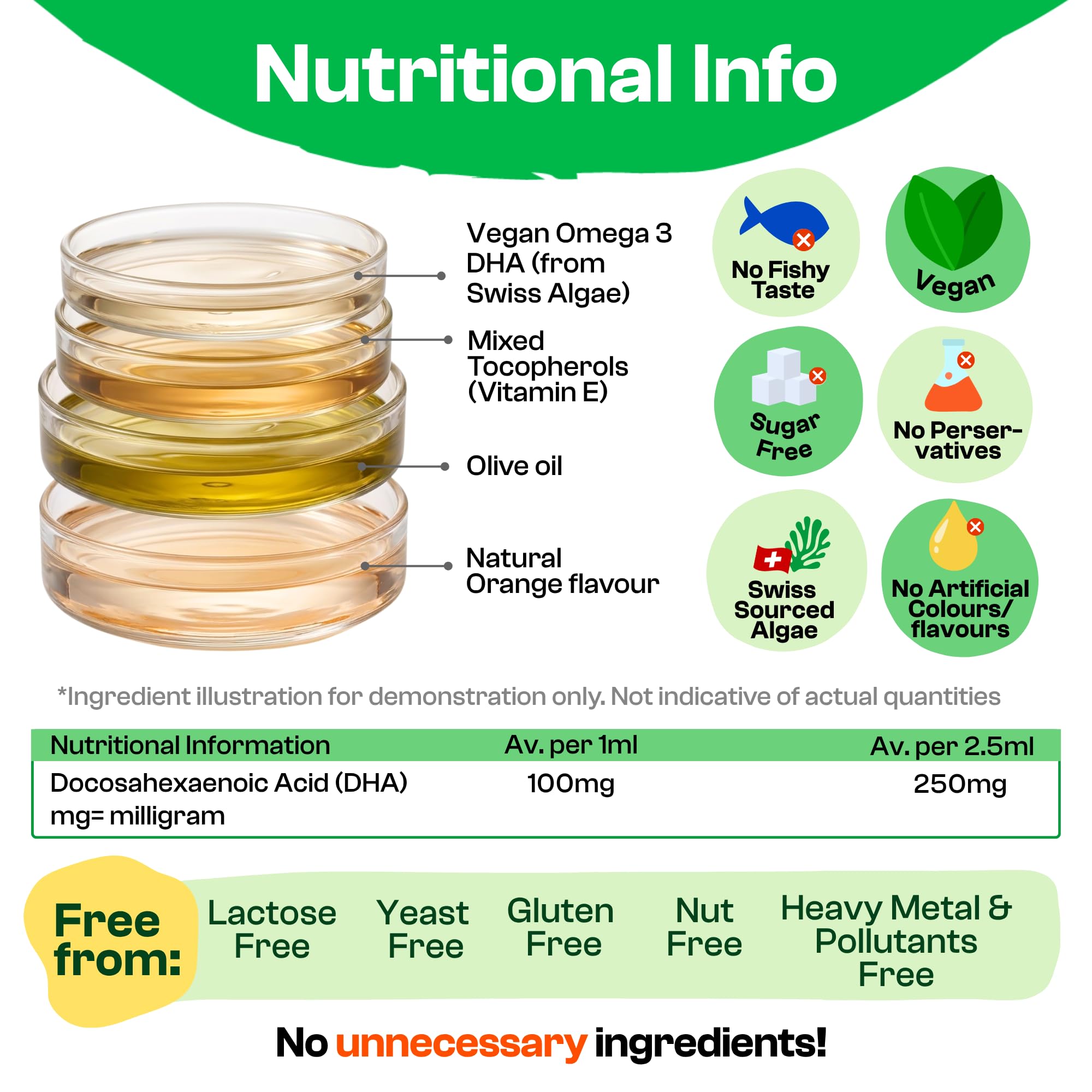 Omega 3 Vegano de DHA para Niños - 50mL - Sin Sabor a Pescado - Sin Conservantes y Sin Azúcar. Alternativa Sostenible de Algas al Aceite de Pescado | APOKRA Kids