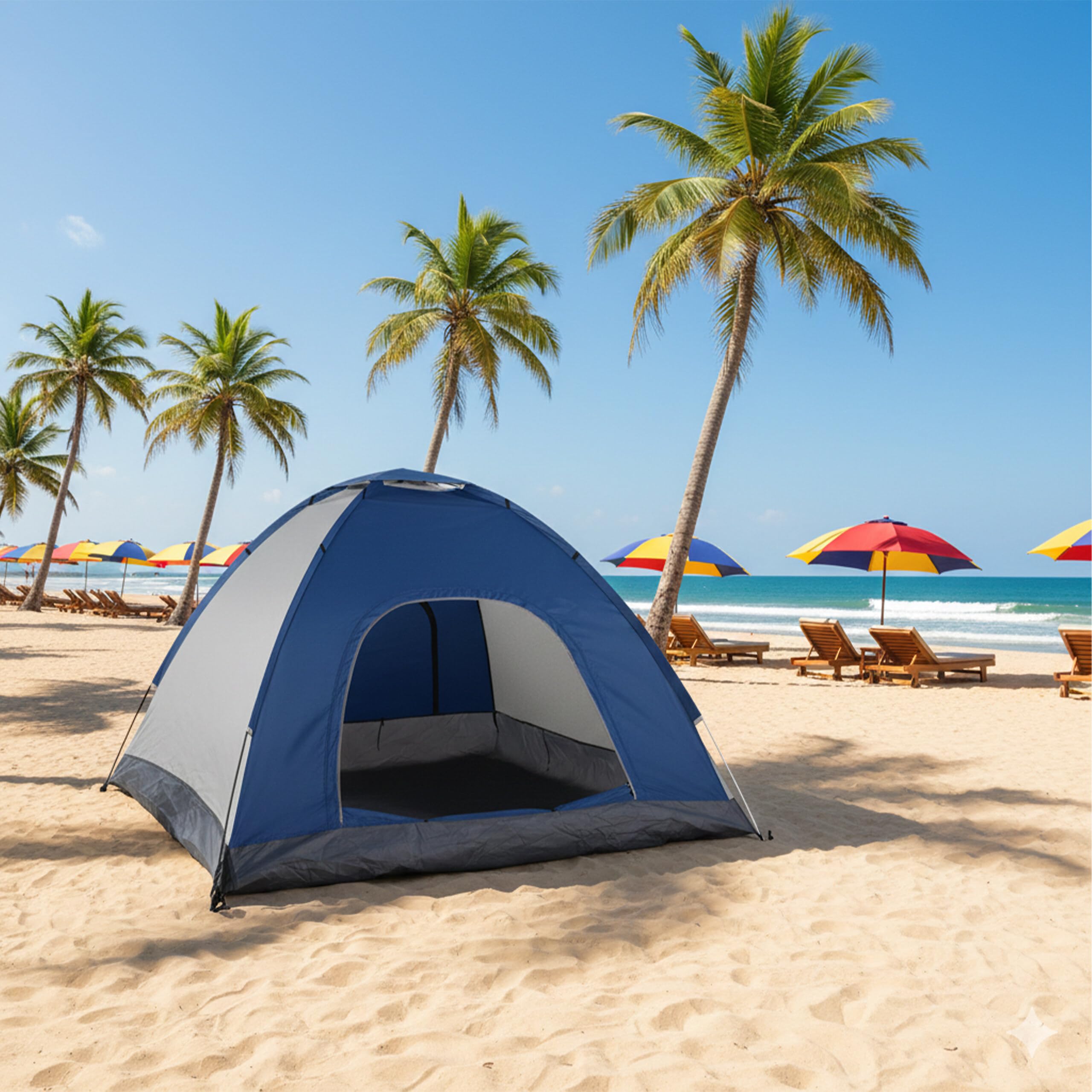 Relaxdays Tenda da campeggio pop-up, 135 x 200 x 200 cm, impermeabile, istantanea, piccola, UV 50+, blu
