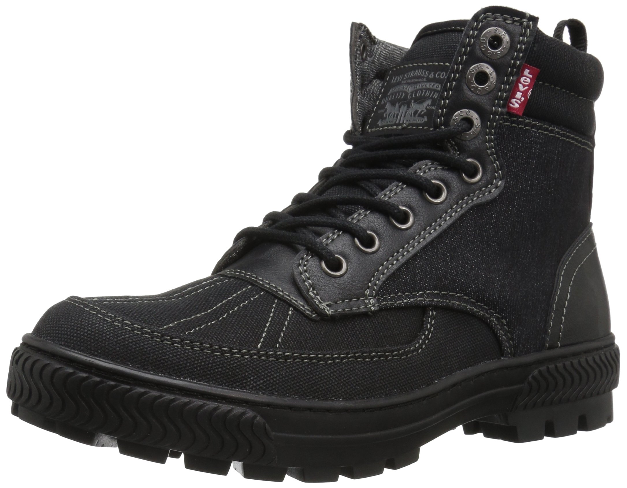 Levi\'s Men\'s Dayton Black Distressed Denim Lace Up Combat Boots, Sz 10.5 Levis Men main image 2