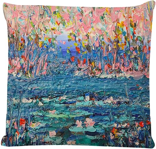 Fundas de almohada cuadradas decorativas Monet, lirios de agua, sofá, cama, fundas de cojín de 18 x 18 pulgadas