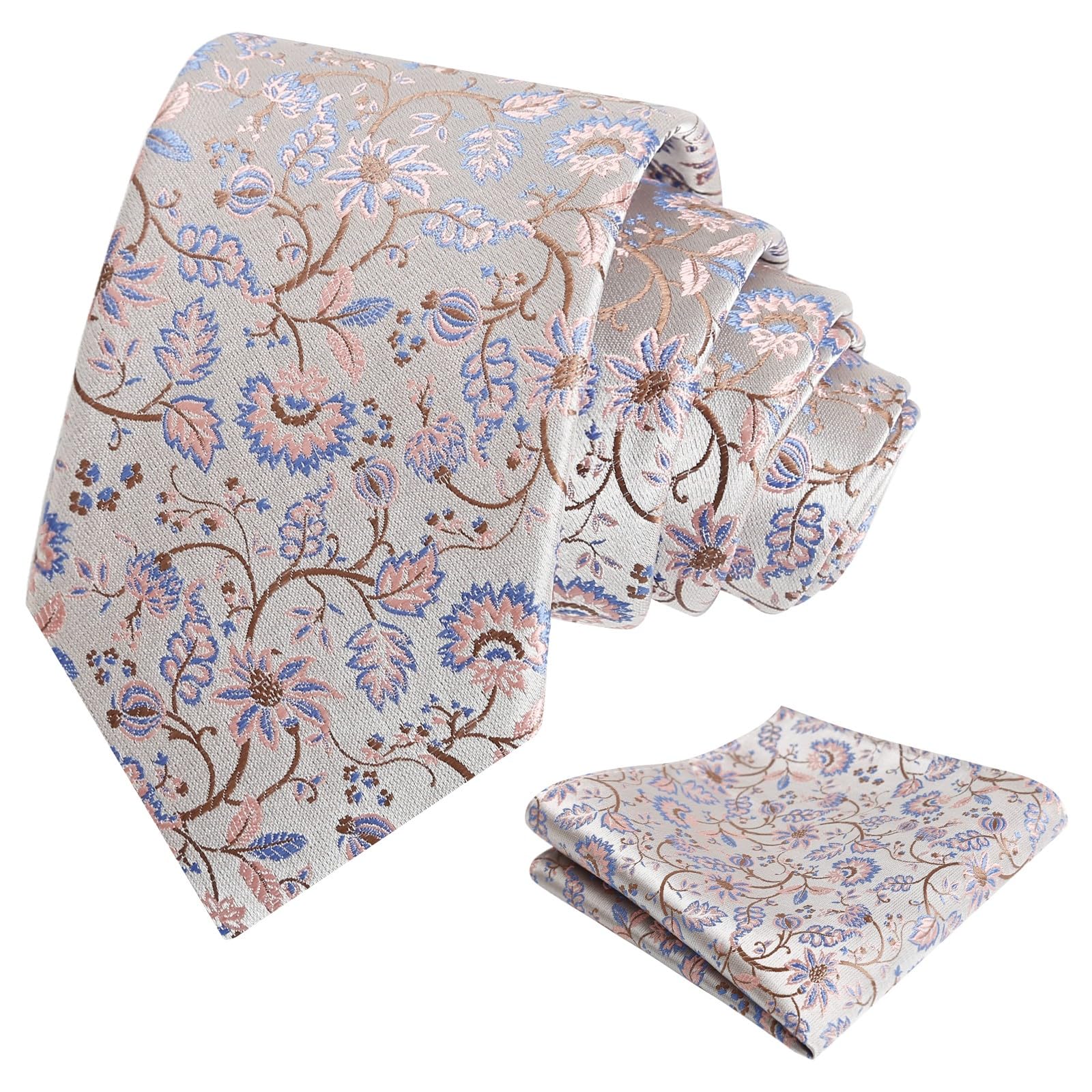 Alizeal Mens 3.15inches Leaf Flower Pattern Tie Set