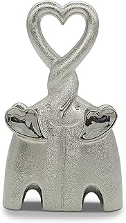 Pareja de Elefantes - Figura Decorativa de cerámica de Elefante - Estatuilla Decorativa como símbolo de Amor y afecto - Decoración Moderna de Plata - Elefantes Enamorados