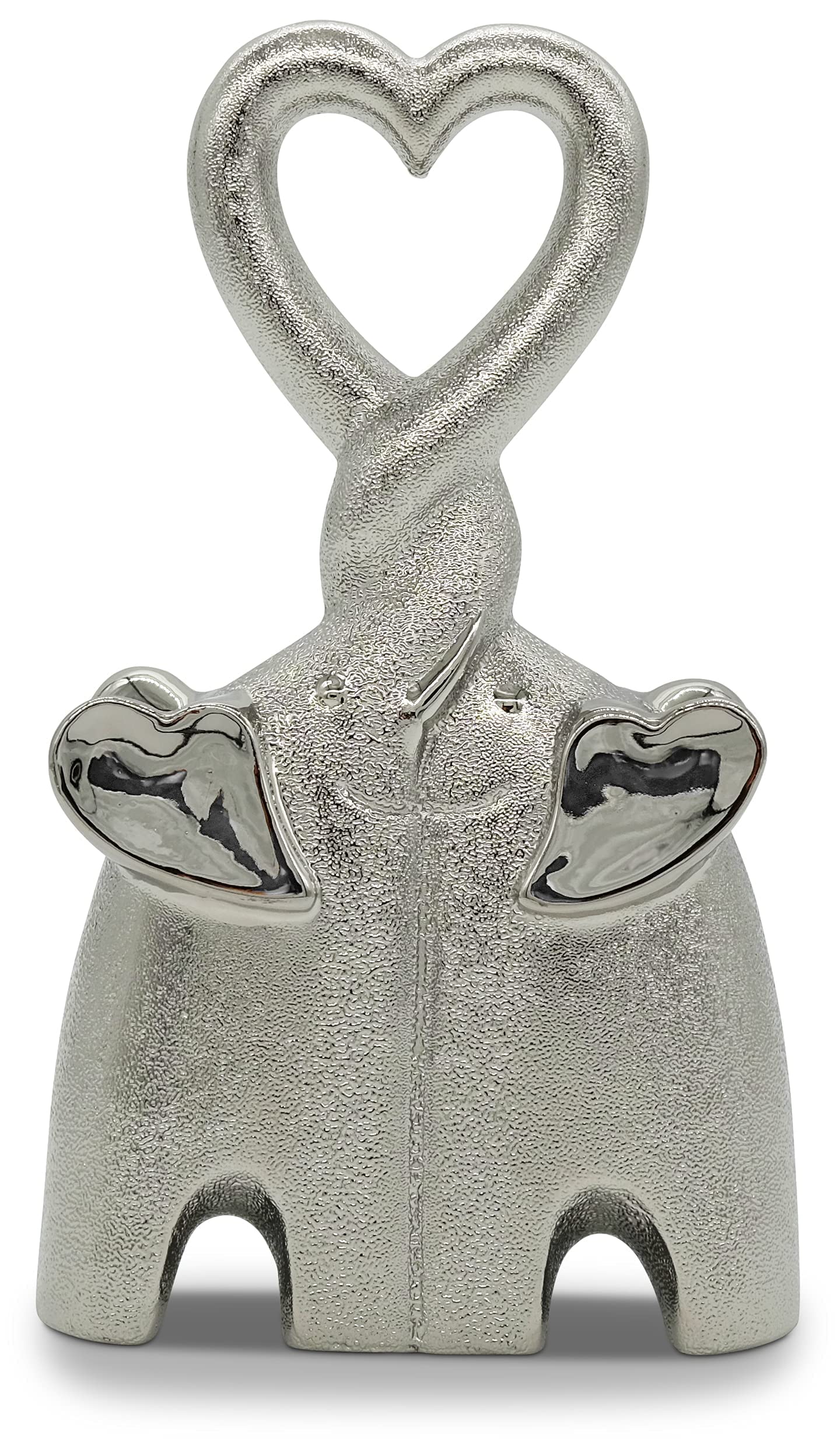Pareja de Elefantes - Figura Decorativa de cerámica de Elefante - Estatuilla Decorativa como símbolo de Amor y afecto - Decoración Moderna de Plata - Elefantes Enamorados