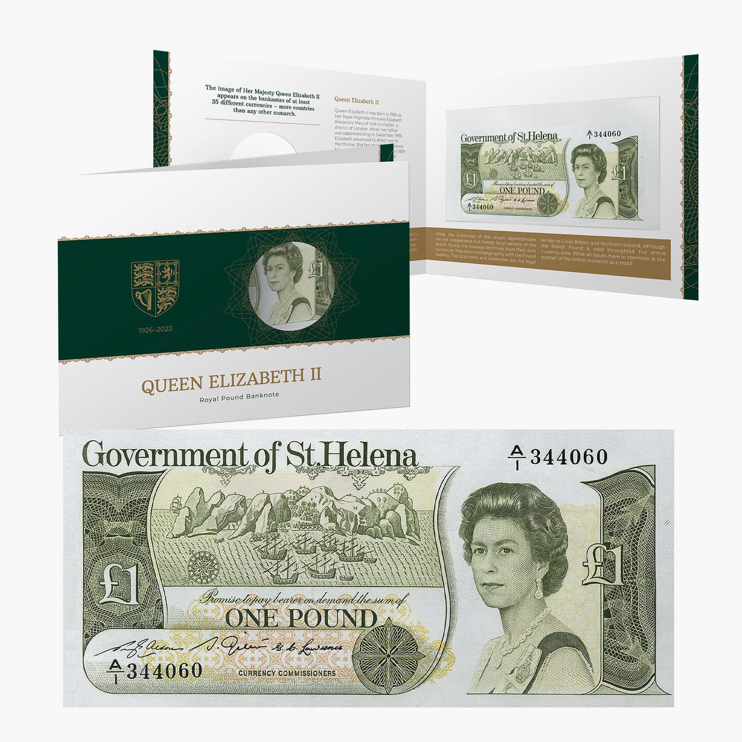 The Koin Club Her Majesty Queen Elżbieta II Królewski funt Banknot 1 Note St Helena w teczce