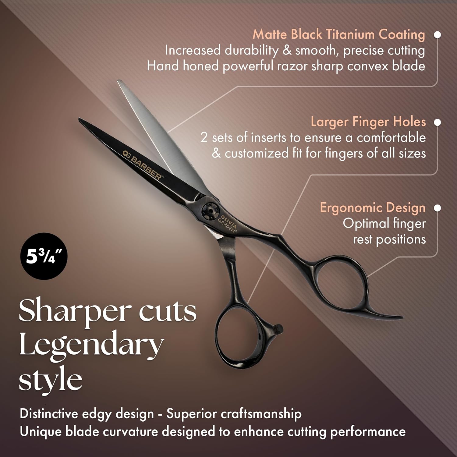Olivia Garden Barber Shears Intro Kit - Includes Professional Hair Cutting Shears, Thinner, Case, and Accessories
