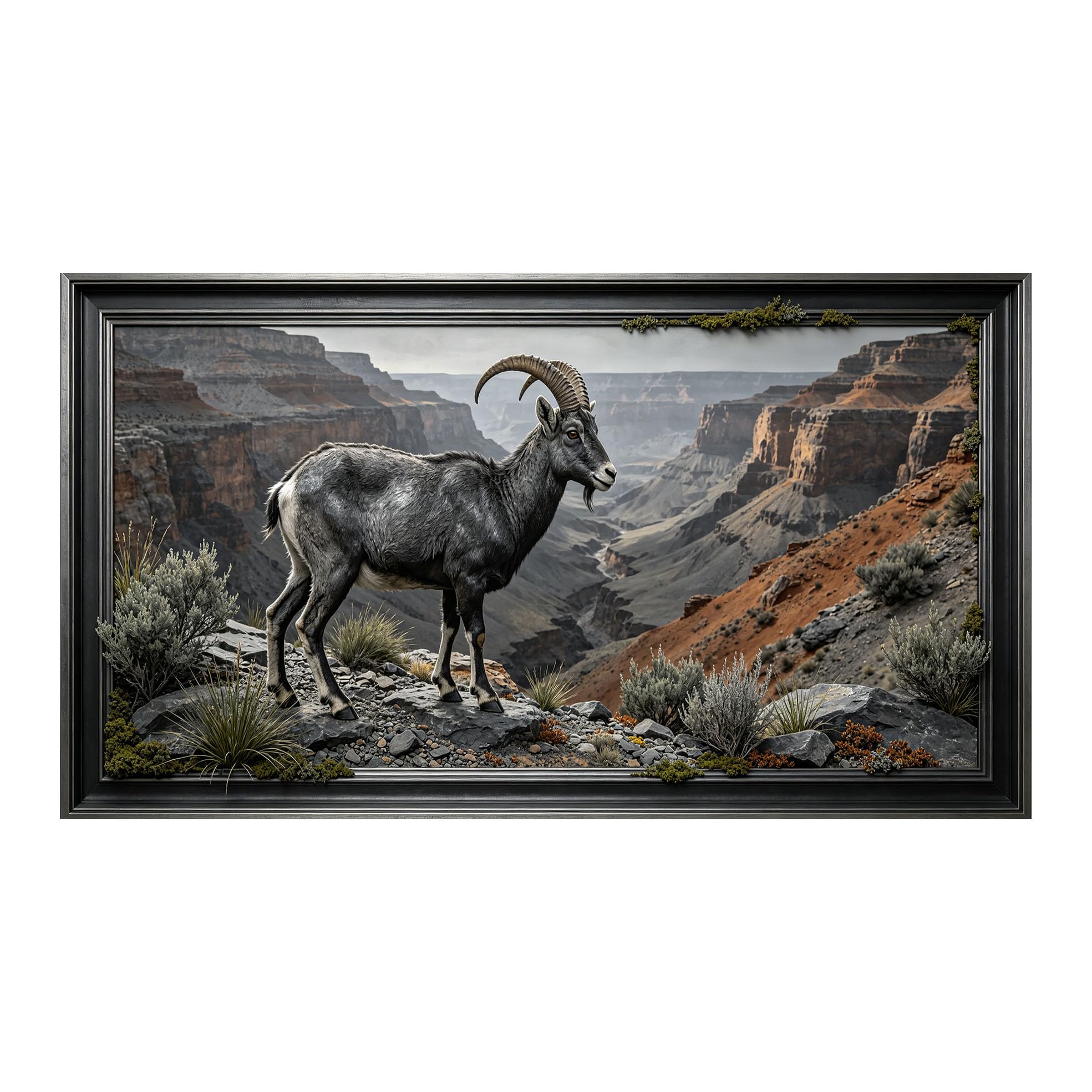 Yzpallescene 3D 3D Framed Wall Art 50cm×90cm Mountain Canyon Wildlife Realistic Oil Painting Large Size SelfAdhesive Removable Wall Decor Prints Artwork for Living Room Bedroom Office